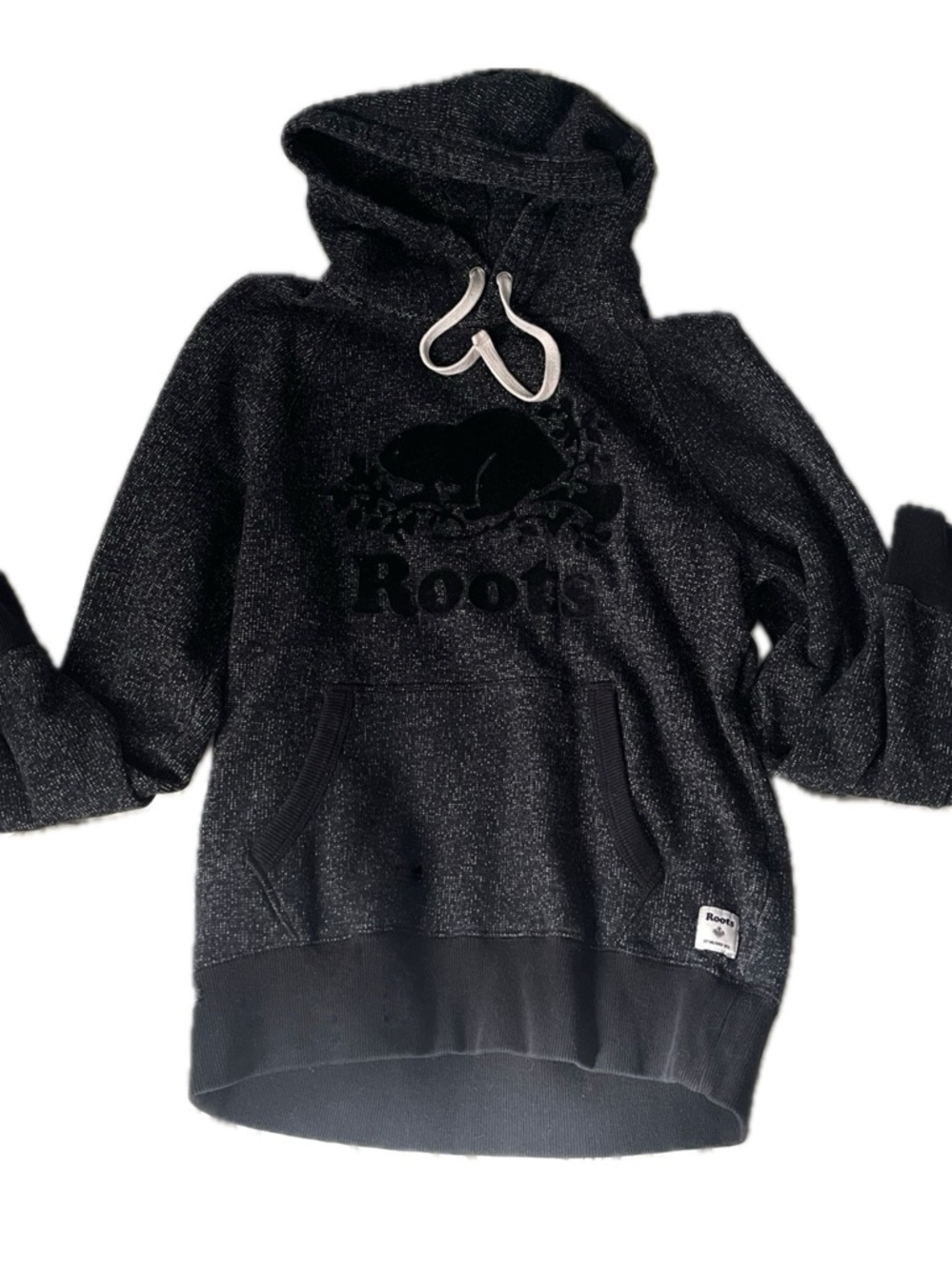Roots Black Hooded Pullover Sweatshirt
